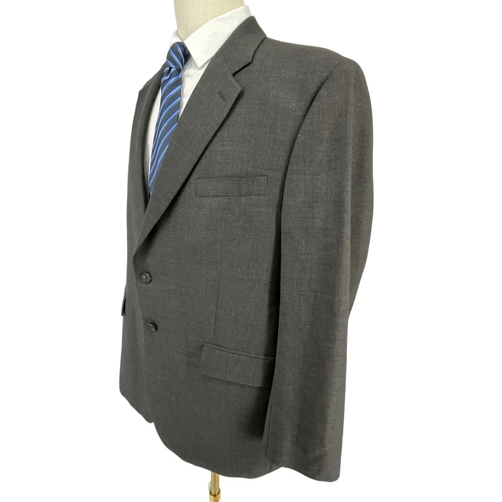 Lauren Ralph Lauren Men Classic Charcoal Grey Two Button Wool Blazer Suit Jacket